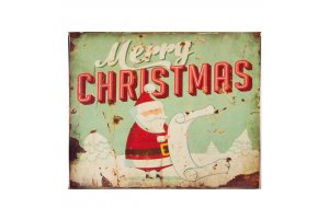 Santa s Christmas list vintage Χριστουγεννιάτικο ξύλινο πινακάκι