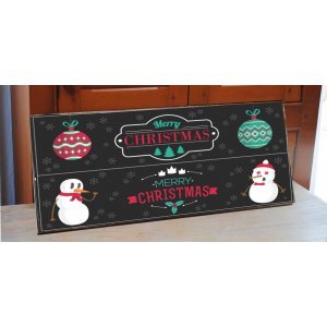 Merry Christmas Vintage Ξύλινο Χριστουγεννιάτικο Πινακάκι 13x26cm