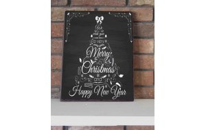 Merry Christmas Vintage Χριστουγεννιάτικο Ξύλινο Πινακάκι Chalkboard 20x30cm