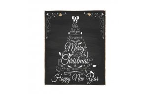 Merry Christmas Vintage Χριστουγεννιάτικο Ξύλινο Πινακάκι Chalkboard 20x30cm