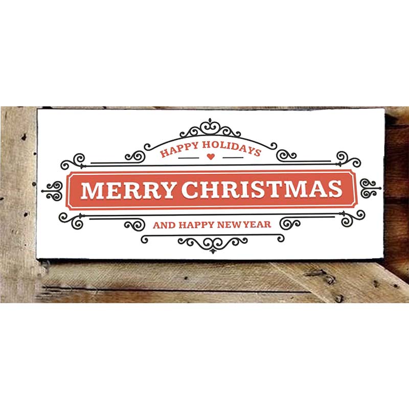 Merry Christmas happy holidays vintage ξύλινο Χριστουγεννιάτικο πινακάκι