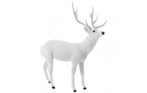 Διακοσμητικό ελάφι καθιστό λευκό με κίνηση στο κεφάλι 140x170 εκ