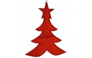 Σετ των δύο Χριστουγεννιάτικο διακοσμητικό δέντρο 3D led κόκκινο μπαταρίας 20 εκ