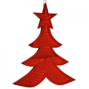 Σετ των δύο Χριστουγεννιάτικο διακοσμητικό δέντρο 3D led κόκκινο μπαταρίας 20 εκ