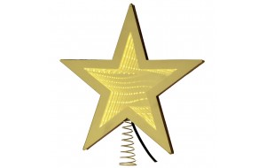 Κορυφή σε σχήμα αστέρι για Χριστουγεννιάτικο δέντρο σε χρυσό 3d Led με μπαταρία 20 εκ