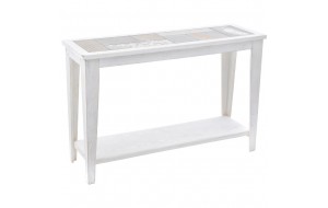 Τραπέζι κονσόλα ξύλινο σε λευκό με γκρι αποχρώσεις 120x40x80 εκ