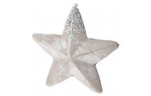 Κρεμαστό διακοσμητικό αστέρι σε σαμπανί απόχρωση με ασημί πούλιες 23x23 εκ