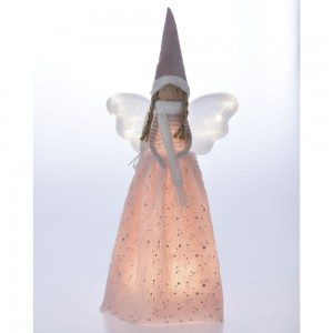 Διακοσμητικός χριστουγεννιάτικος άγγελος με φως σε ροζ απόχρωση 26x18x58 εκ