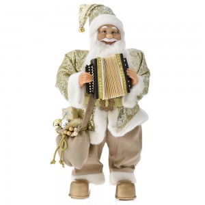 Χριστουγεννιάτικος μουσικός  Άγιος Βασίλης χρυσός με ακορντεόν 60 εκ