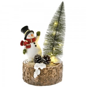 Χριστουγεννιάτικο επιτραπέζιο διακοσμητικό με χιονάνθρωπο και φως 16x30 εκ