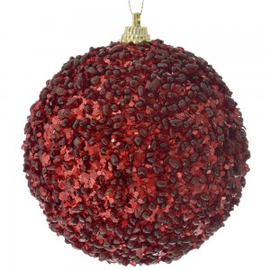 Χριστουγεννιάτικη μπάλα σε κόκκινο χρώμα με στρας σετ των έξι 8 εκ