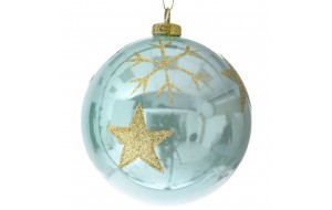 Χριστουγεννιάτικες μπάλες με χρυσά αστέρια σε σετ των τριών τεμαχίων 10 εκ