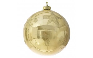 Χριστουγεννιάτικες χρυσές μπάλες διακοσμημένες με αστέρια σε σετ των τριών τεμαχίων 10 εκ