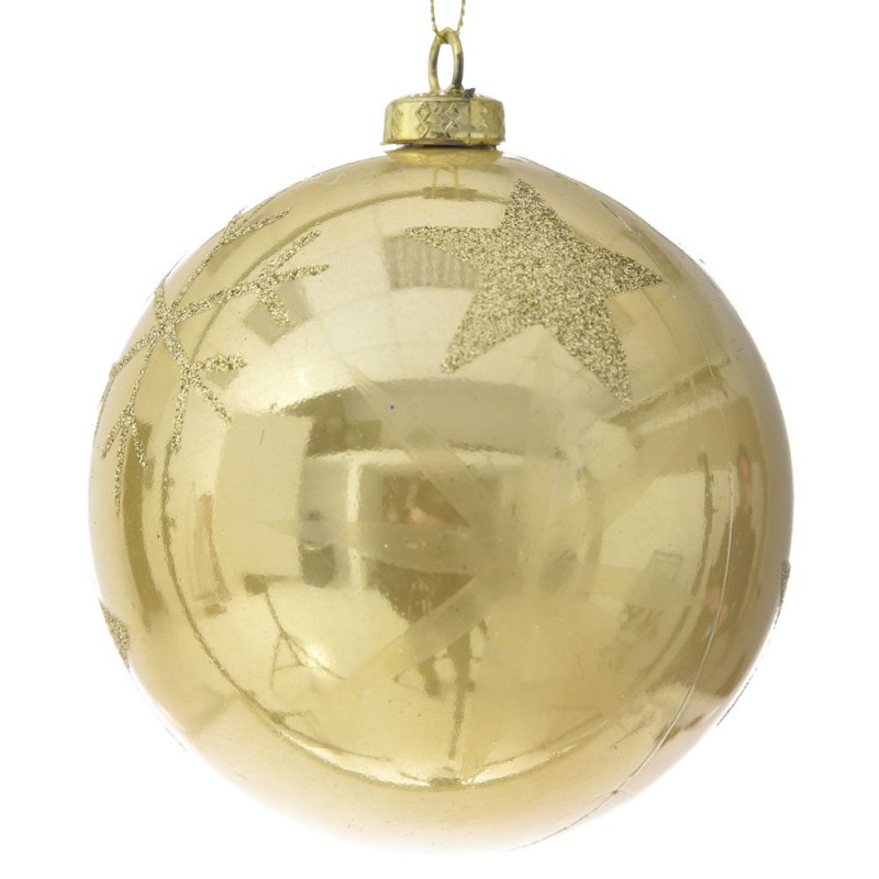 Χριστουγεννιάτικες χρυσές μπάλες διακοσμημένες με αστέρια σε σετ των τριών τεμαχίων 10 εκ