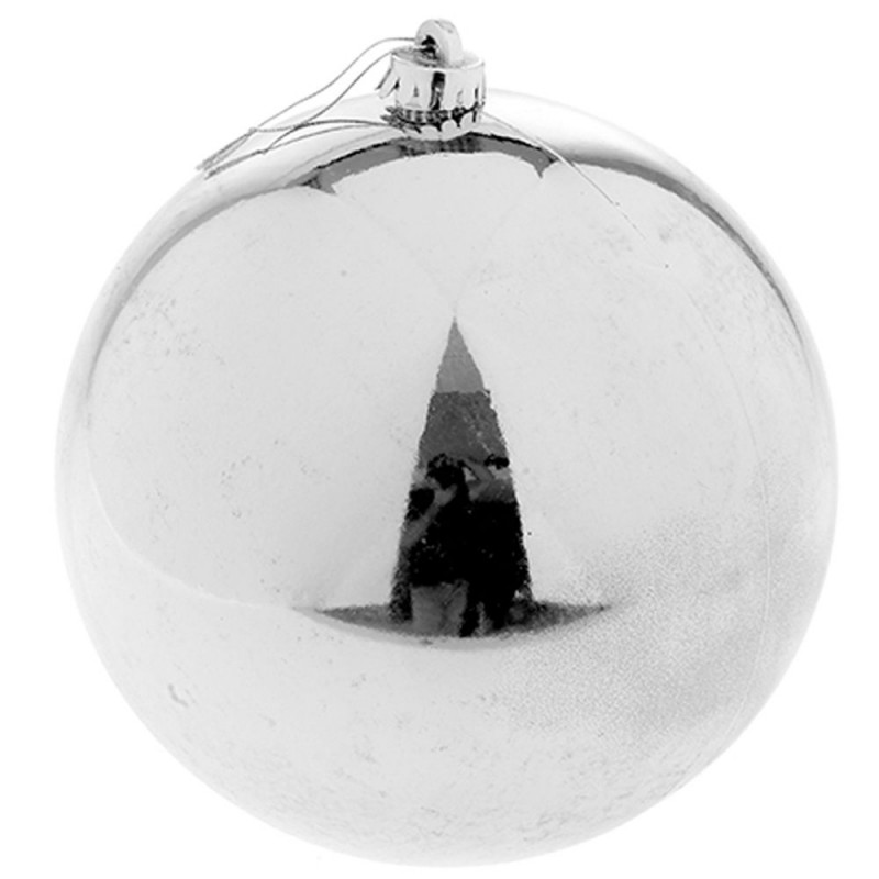 Ασημί χριστουγεννιάτικη μπάλα από συνθετικό PP σετ τεσσάρων τεμαχίων 10 εκ