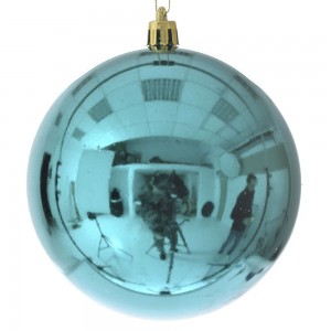 Χριστουγεννιάτικη μπάλα από συνθετικό PP σε πετρόλ απόχρωση σετ τεσσάρων τεμαχίων 10 εκ