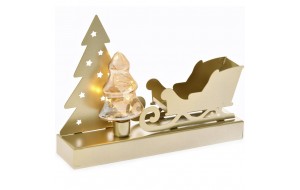 Χριστουγεννιάτικο επιτραπέζιο διακοσμητικό έλκηθρο σε βάση με microled φωτός 24x5x17 εκ