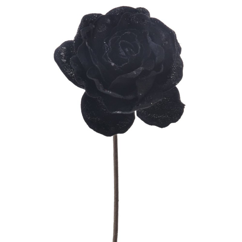 Διακοσμητικό τριαντάφυλλλο σε μαύρη απόχρωση σετ τριών τεμαχίων 14x60 εκ