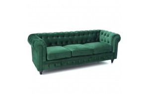 Καναπές τριθέσιος πράσινος βελουτέ 215x90x78 εκ
