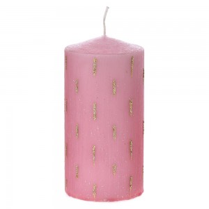 Διακοσμητικό ροζ κερί ράφλες με εφέ χρυσής βροχής σετ δύο τεμαχίων 7x14 εκ