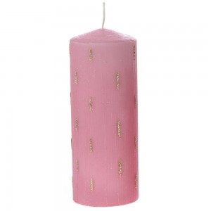 Ροζ κερί διακοσμητικό ράφλες με εφέ χρυσής βροχής σετ δύο τεμαχίων 7x18 εκ