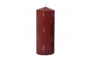 Μπορντό κερί διακοσμητικό ράφλες με εφέ χρυσής βροχής σετ δύο τεμαχίων 7x18 εκ