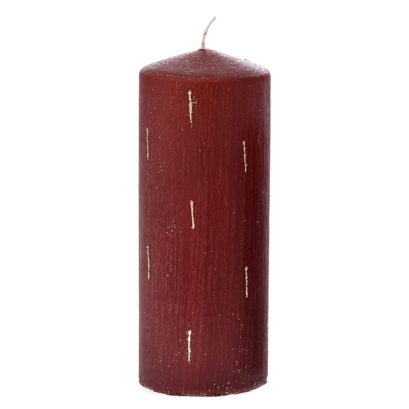 Μπορντό κερί διακοσμητικό ράφλες με εφέ χρυσής βροχής σετ δύο τεμαχίων 7x18 εκ