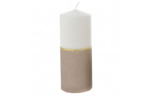 Κερί διακόσμησης λευκό με τρέσα στο χρώμα της άμμου ράφλες σετ δύο τεμαχίων 7x18 εκ