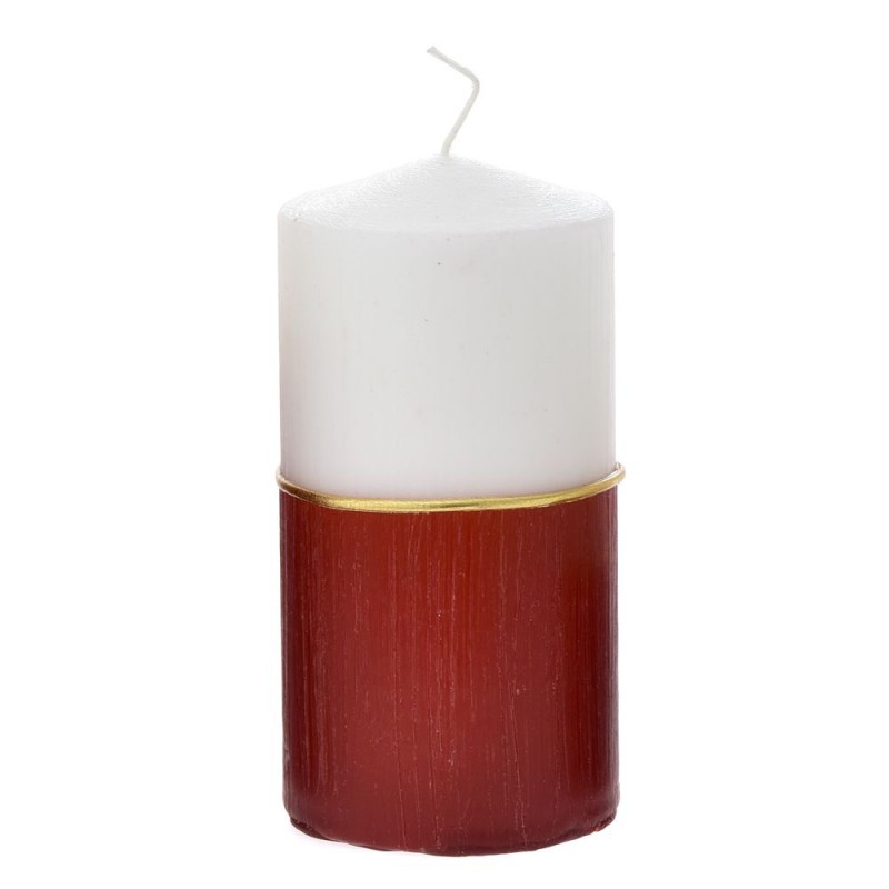Λευκό διακοσμητικό κερί ράφλες με μπορντό τρέσα σετ δύο τεμαχίων 7x14 εκ