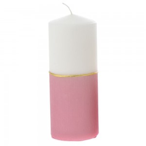 Κερί διακόσμησης λευκό με ροζ τρέσα ράφλες σετ δύο τεμαχίων 7x18 εκ