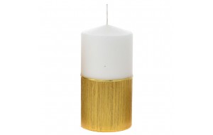 Λευκό διακοσμητικό κερί ράφλες με χρυσή τρέσα σετ δύο τεμαχίων 7x14 εκ