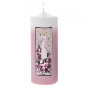 Διακοσμητικό κερί σε ροζ απόχρωση με πλαίσιο σετ δύο τεμαχίων 7x18 εκ