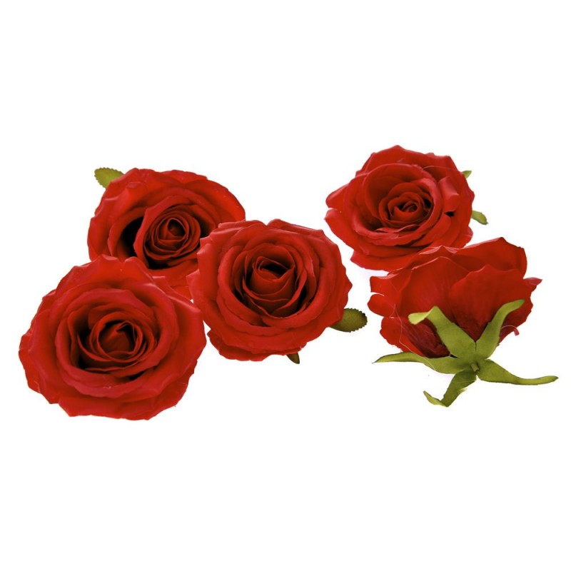 Διακοσμητικά άνθη τριαντάφυλλου σε κόκκινο χρώμα σετ των εικοσιτεσσάρων τεμαχίων 9 εκ