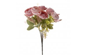 Διακοσμητικό μπουκέτο με τριαντάφυλλα σε ροζ απόχρωση σετ των έξι τεμαχίων 23 εκ