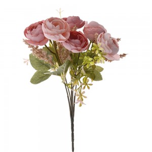 Διακοσμητικό μπουκέτο με τριαντάφυλλα σε ροζ απόχρωση σετ των έξι τεμαχίων 23 εκ