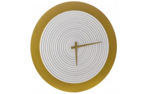 Ξύλινο ρολόι τοίχου λευκό με χρυσό πλαίσιο 45 εκ