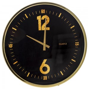 Industrial ρολόι τοίχου μεταλλικό μαύρο και χρυσό 40 εκ