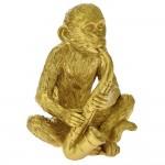 Διακοσμητικός χρυσός πίθηκος με σαξόφωνο από πολυρεζίνη 10x9x13 εκ