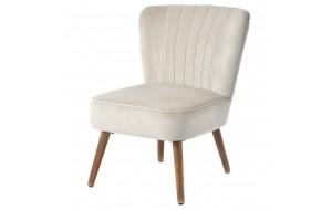 Kρεμ βελούδινη καρέκλα 62x72x76 εκ