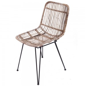 Καρέκλα από φυσικό ρατάν με μεταλλικά πόδια 43x60x85 εκ