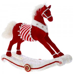 Διακοσμητικό κόκκινο Χριστουγεννιάτικο άλογο κουνιστό 68x28x58 εκ