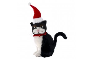 Χριστουγεννιάτικο διακοσμητικό γατάκι με κόκκινο σκούφο 16x19x32 εκ