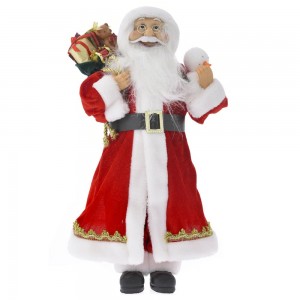 Διακοσμητική φιγούρα Άγιος Βασίλης με κόκκινα ρούχα που κρατάει δώρα 45 εκ