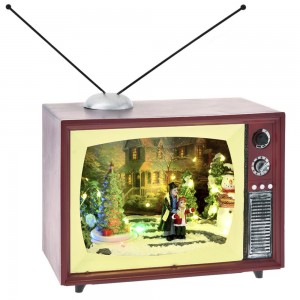 Χριστουγεννιάτικη διακοσμητική τηλεόραση με φως κίνηση και μουσική 24x14x21 εκ