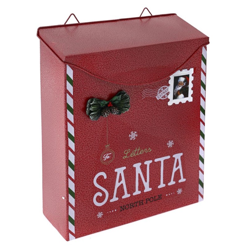 Χριστουγεννιάτικο μεταλλικό κόκκινο γραμματοκιβώτιο 24x10x31 εκ