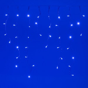 300 Led ασύμμετρη κουρτίνα με διάφανο καλώδιο σε μπλε φως με 8 προγράμματα 600x70 εκ