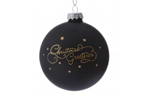 Χριστουγεννιάτικη μπάλα σε μαύρο χρώμα με χρυσά γράμματα σετ των έξι τεμαχίων 8 εκ