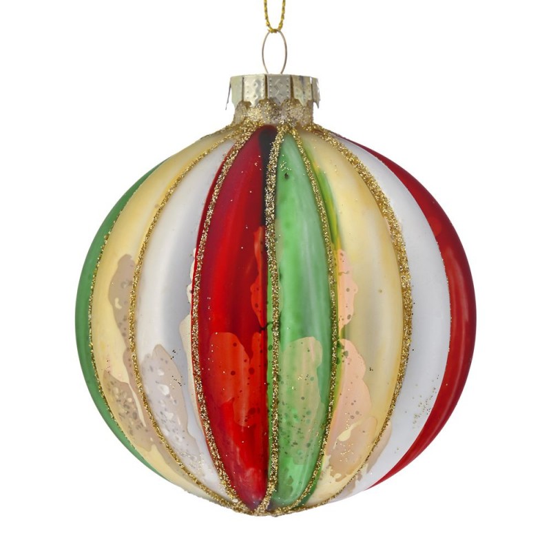 Γυάλινη πολύχρωμη χριστουγεννιάτικη μπάλα σετ των έξι τεμαχίων 8 εκ