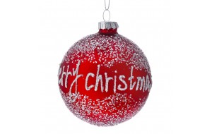 Χριστουγεννιάτικη γυάλινη μπάλα σε κόκκινο χρώμα Merry Christmas σετ των έξι τεμαχίων 8 εκ