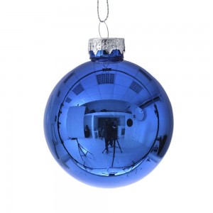 Χριστουγεννιάτικη μπλε γυάλινη μπάλα σετ των οκτώ τεμαχίων 6 εκ